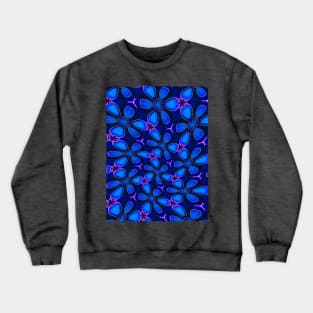 Deep Blue Flower Pattern Crewneck Sweatshirt